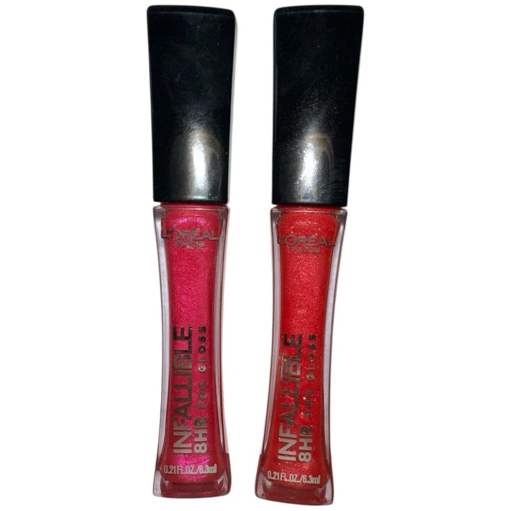 L'Oreal Infallible 8 HR Pro Gloss Set: 340 Cherry Flash & 140 Pink Topaz 🩷❤️